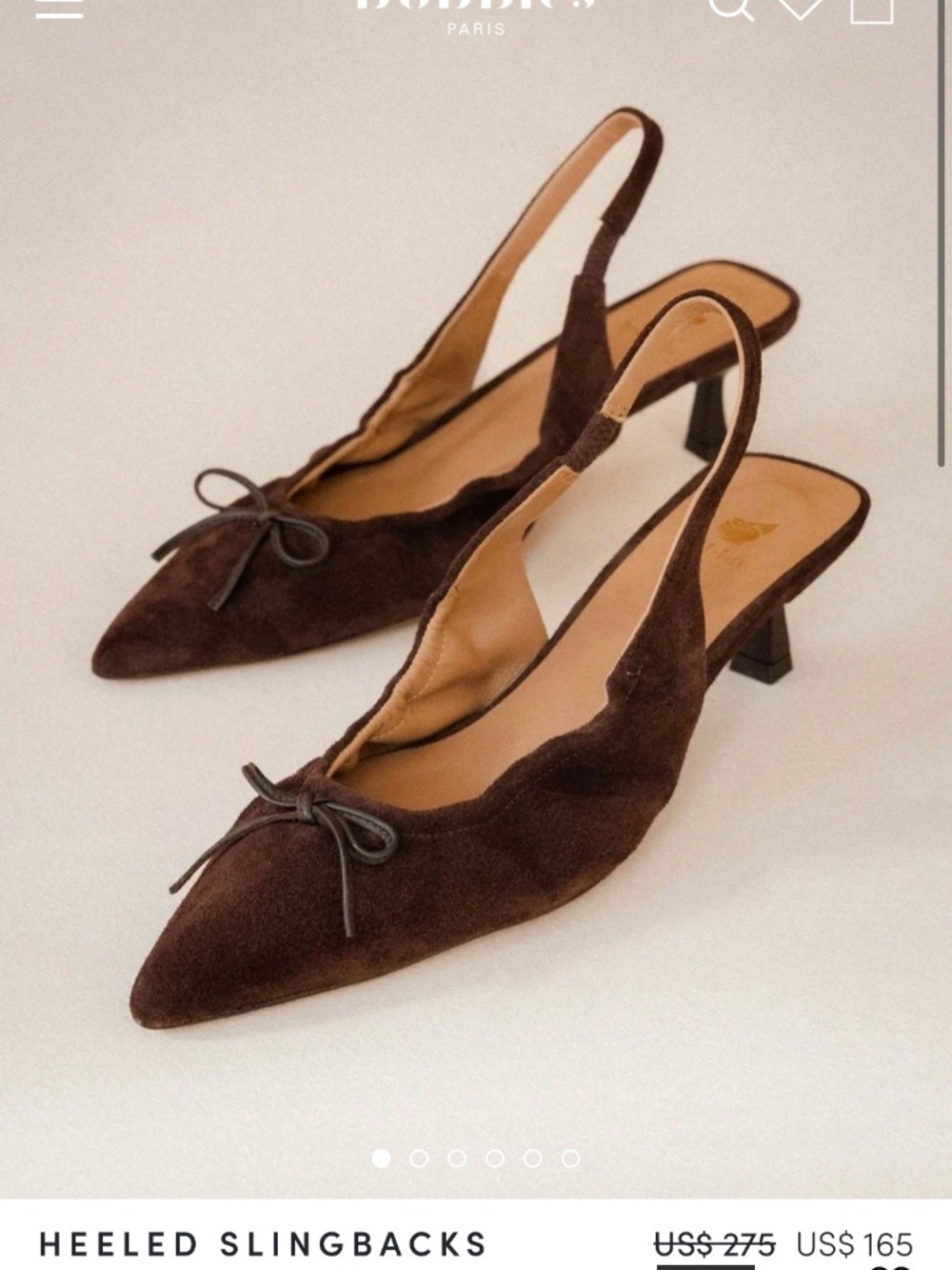 NEW Bobbies Paris Gigi Heeled Slingbacks – Truffle Brown 39